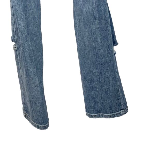 Free People SZ 25 Milo Denim Jean Overalls Distressed Pockets Side Zip Womens - Picture 8 of 12